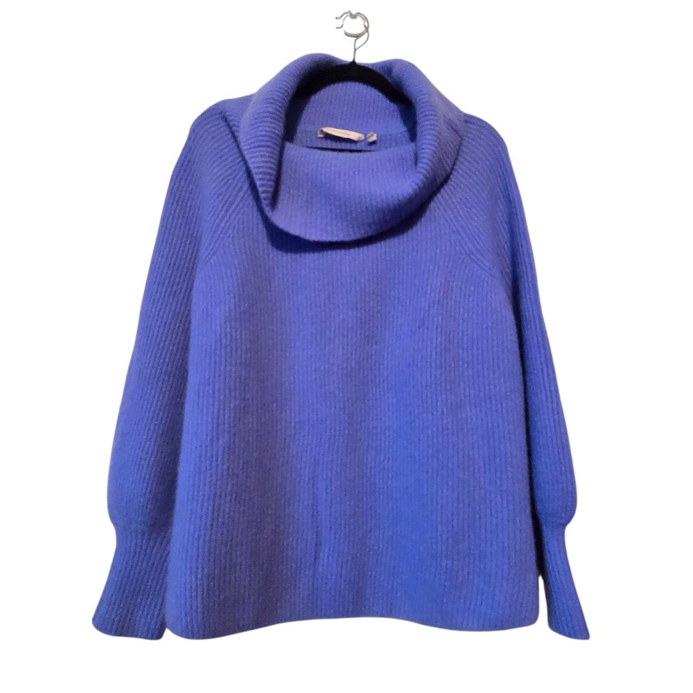 Soft Surroundings Calanthe Cashmere Sweater Women MED Blue Cowl Neck Luxury Cozy